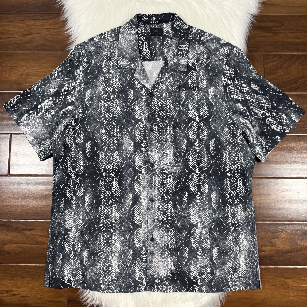 Ksubi Men's Size XL‎ Mamba Snake Print Resort Button Up Resort Camp Shirt